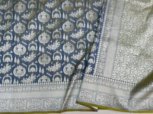 Banarasi Katan Tissue Silk Saree Grey