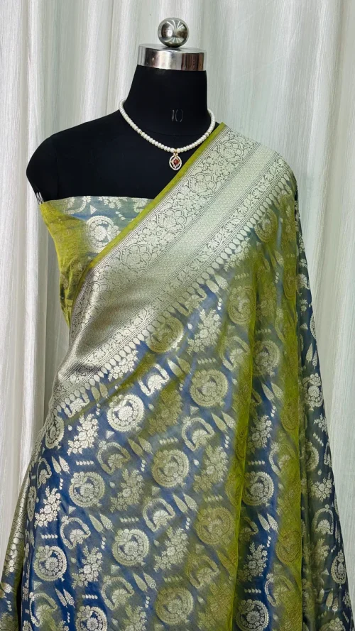 Banarasi Katan Tissue Silk Saree Grey